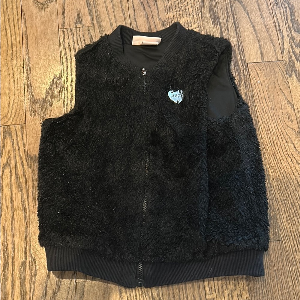 Black Fuzzy Vest with Logo